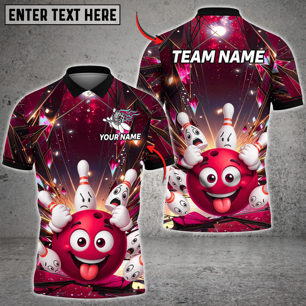 Blisscorners Bowling Crazy Strike Multicolor Customized Name, Team Name 3D Shirts