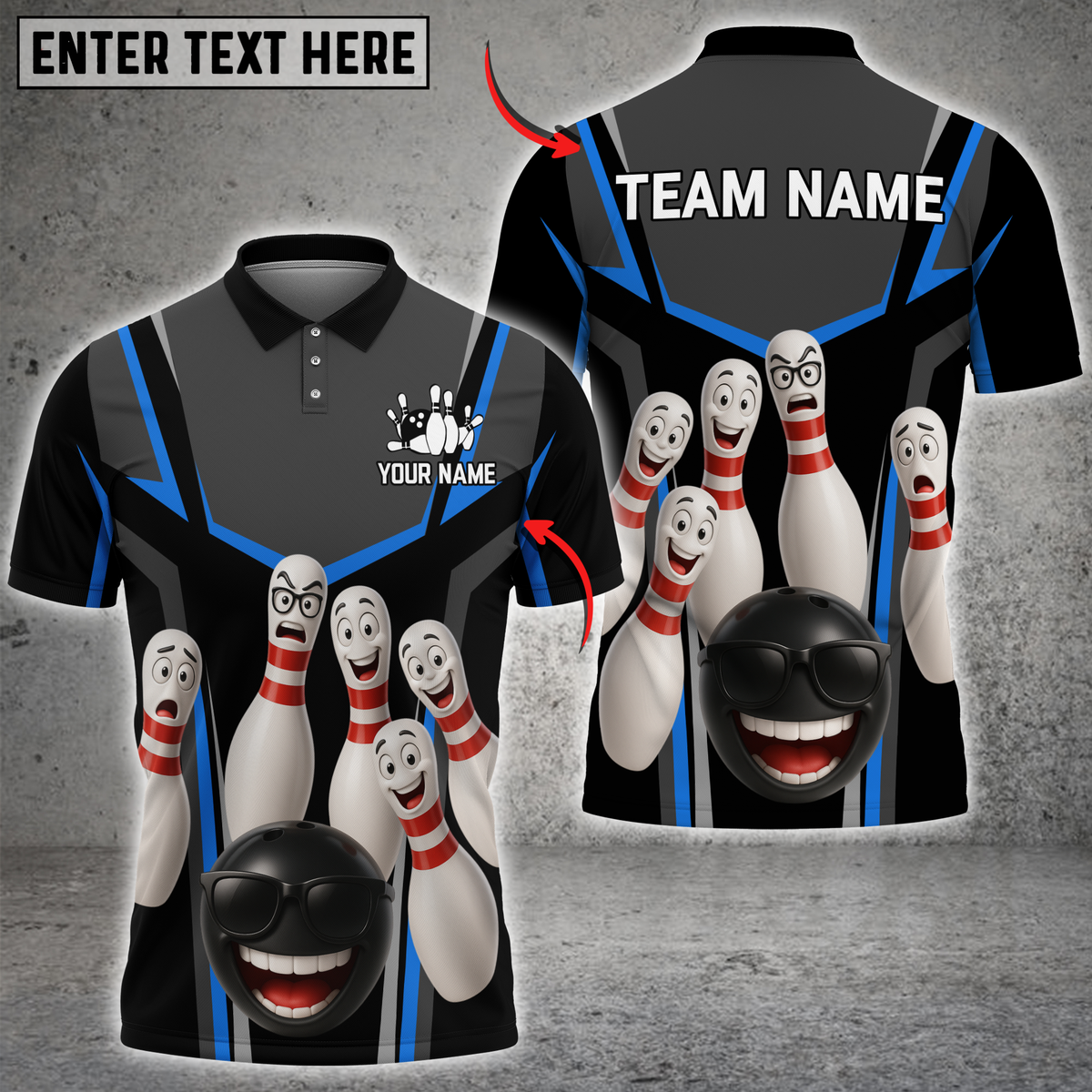 Blisscorners Bowling Funny Squad Multicolor Customized Name, Team Name 3D Shirts