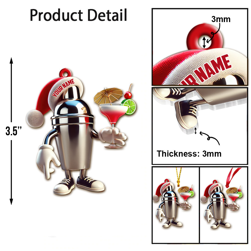 Blisscorners Custom Name Bartender Ornament, Barista Christmas Gift2D Flat LM2211