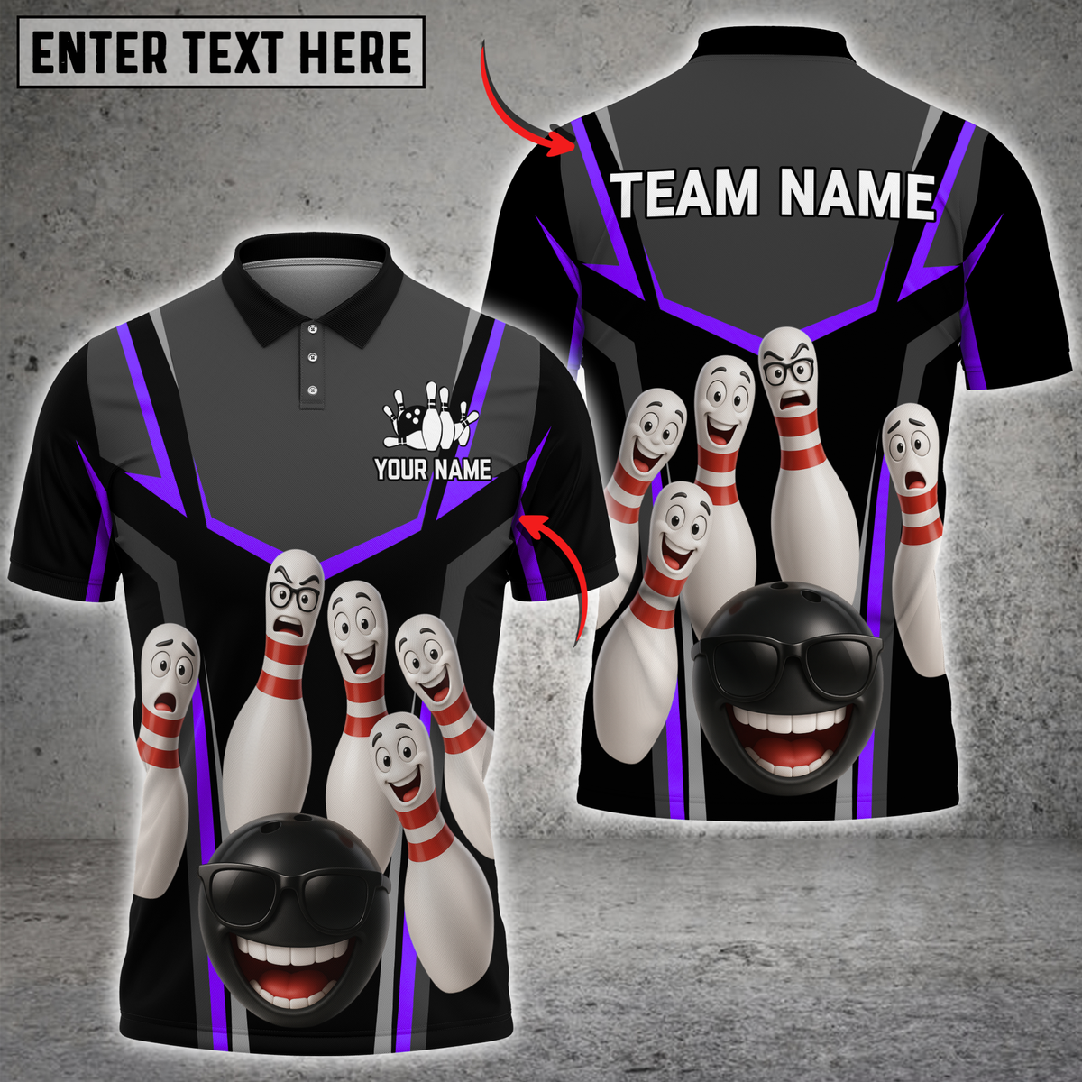 Blisscorners Bowling Funny Squad Multicolor Customized Name, Team Name 3D Shirts