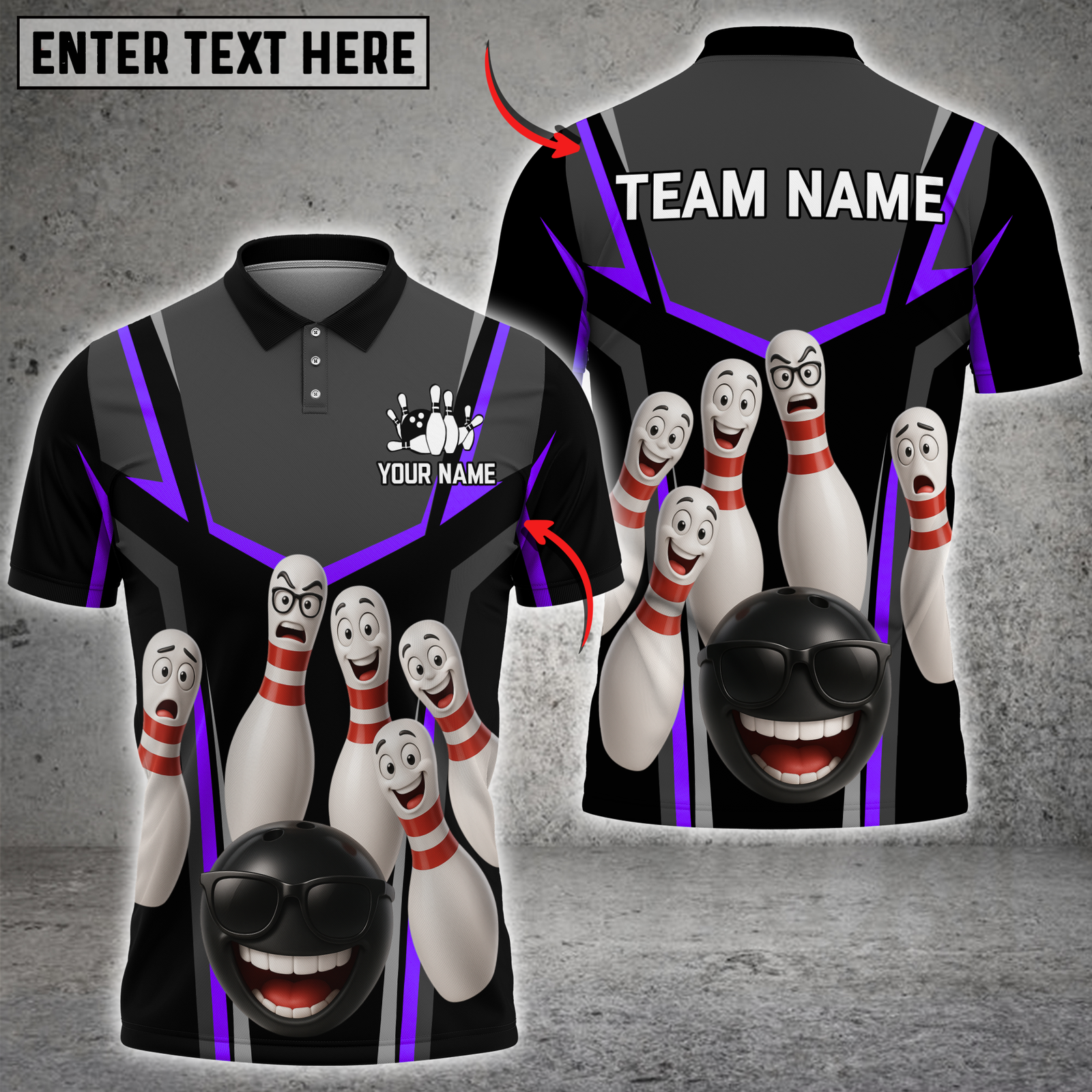 Blisscorners Bowling Funny Squad Multicolor Customized Name, Team Name 3D Shirts