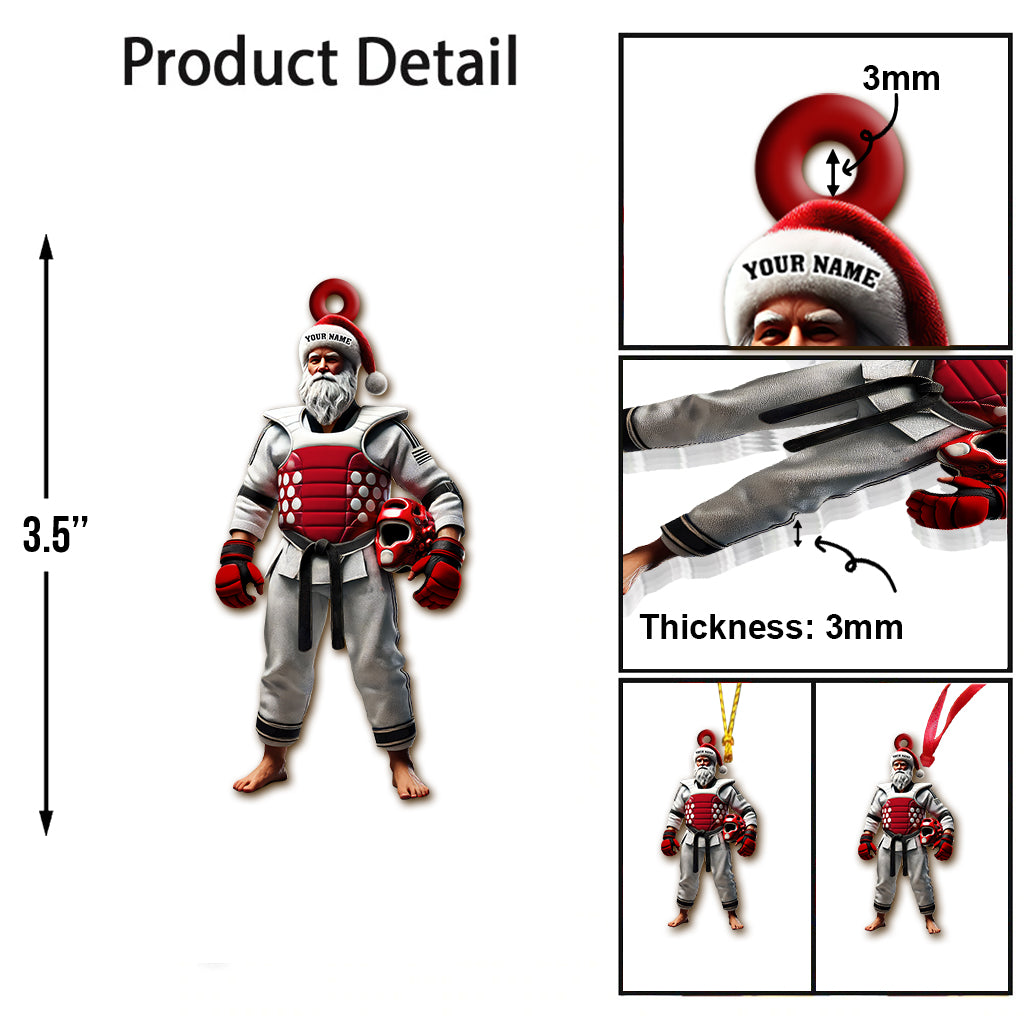 Blisscorners Custom Name Taekwondo Santa Ornament, Taekwondo Christmas Gift2D Flat LM2211