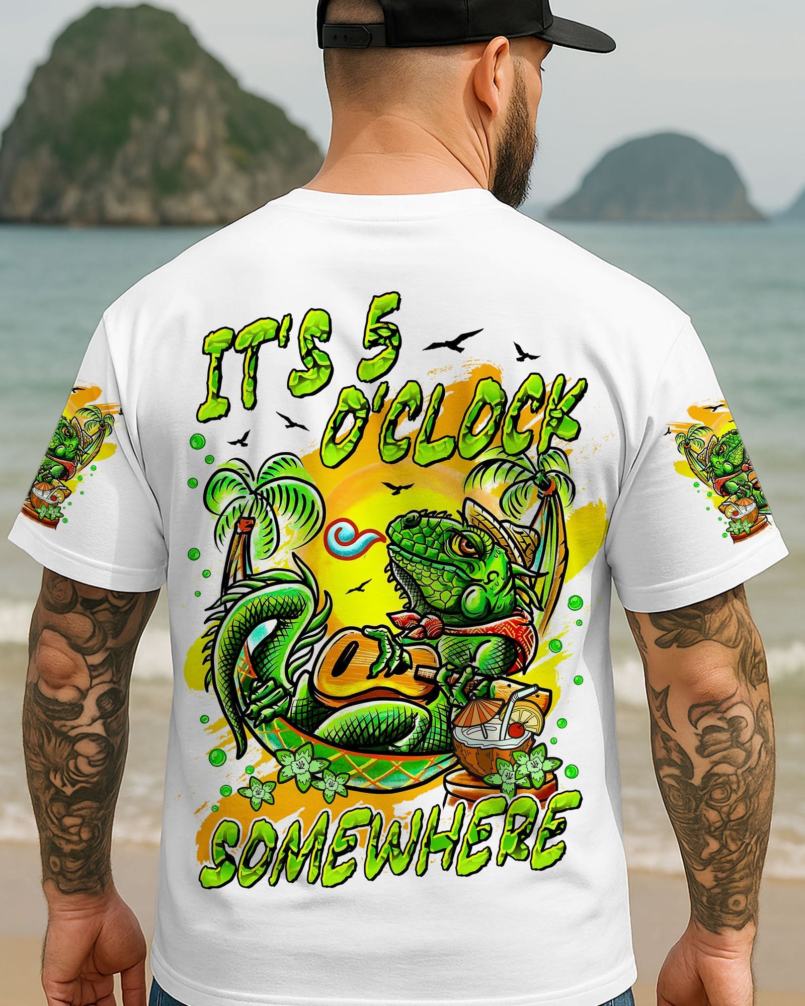 BLISSCORNERS IT'S 5 O'CLOCK SOMEWHERE IGUANA ALL OVER PRINT