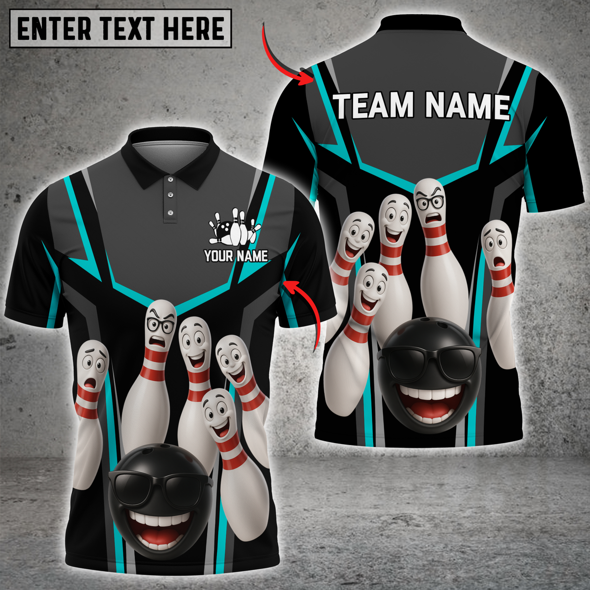 Blisscorners Bowling Funny Squad Multicolor Customized Name, Team Name 3D Shirts