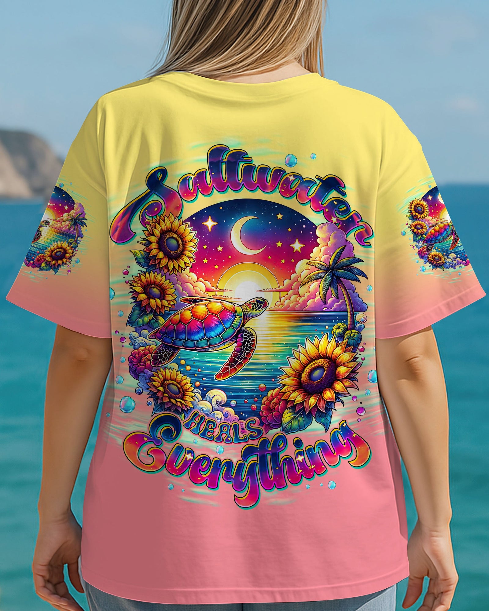 BLISSCORNERS SALTWATER HEALS EVERYTHING TURTLE ALL OVER PRINT