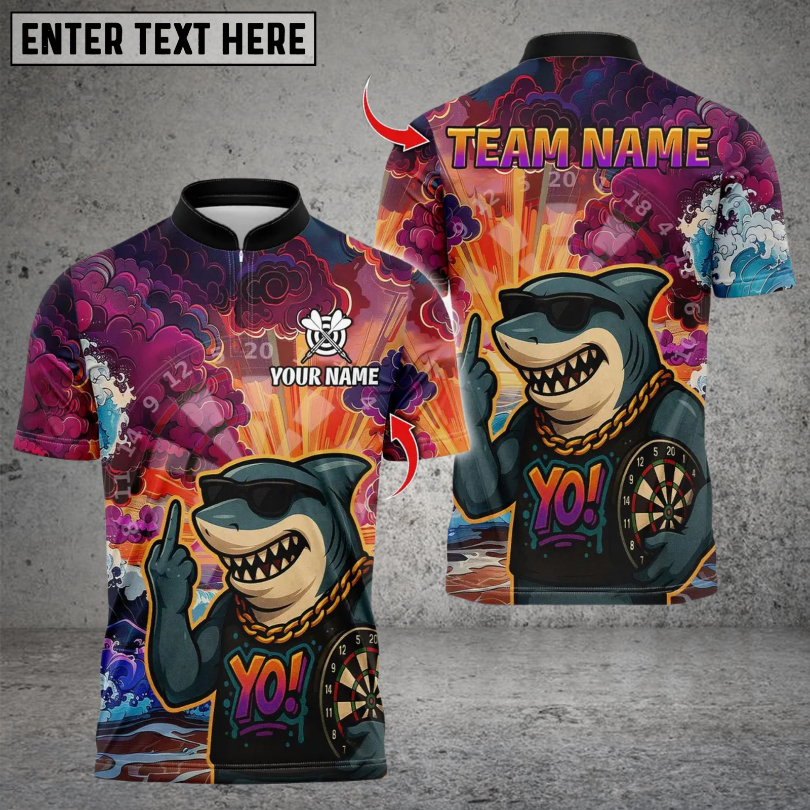 Blisscorners Fierce Shark Dartboard  Multicolor Customized Name, Team Name 3D Shirts