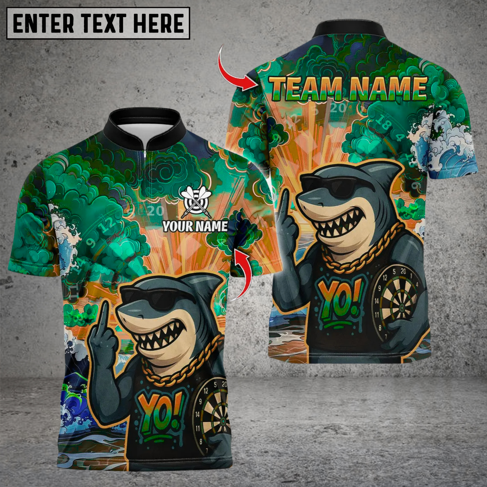 Blisscorners Fierce Shark Dartboard  Multicolor Customized Name, Team Name 3D Shirts