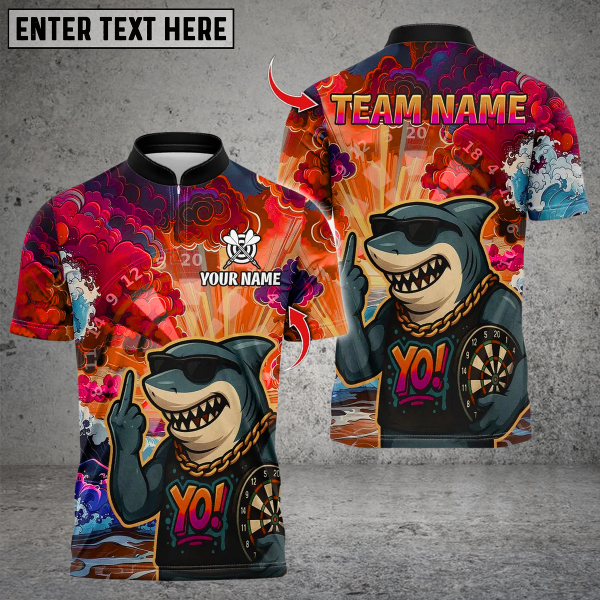 Blisscorners Fierce Shark Dartboard  Multicolor Customized Name, Team Name 3D Shirts