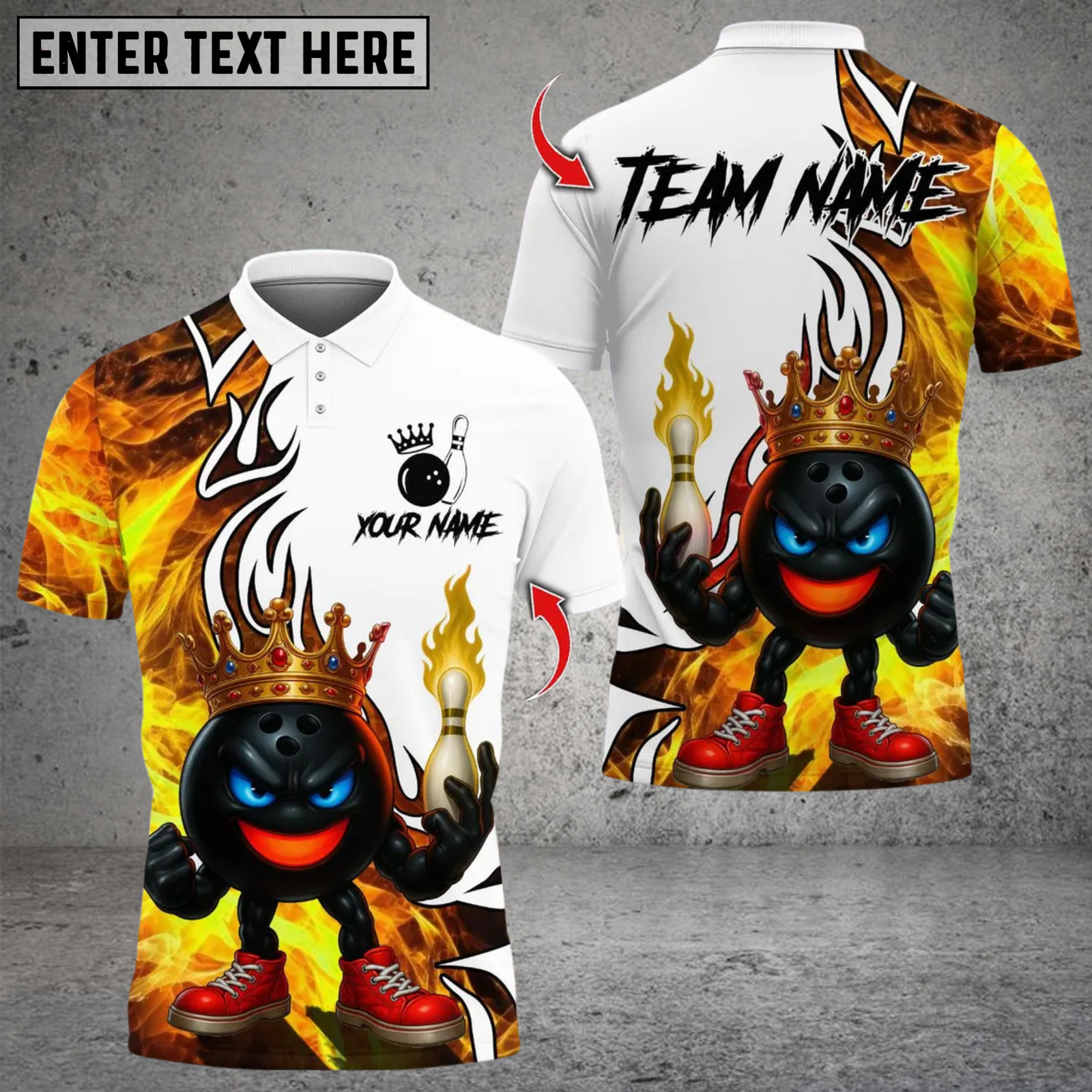 Blisscorners King Flame Bowling Multicolor Customized Name, Team Name 3D Shirts