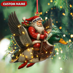 Blisscorners Personalized Santa Riding Duck Ornament, Custom Name Christmas Gift for Hunters LM0411