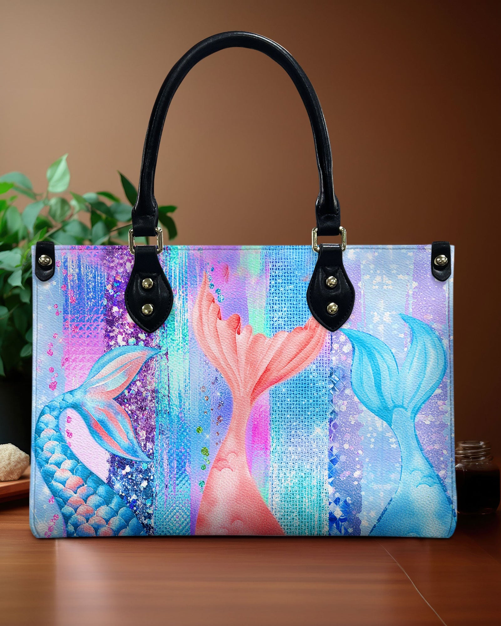 BLISSCORNERS MERMAID HOLOGRAPHIC LEATHER HANDBAG