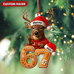 Blisscorners Personalized Deer Christmas Ornament, 67 Gingerbread Number Decoration 2025, Funny Buck Birthday Holiday Tree Gift