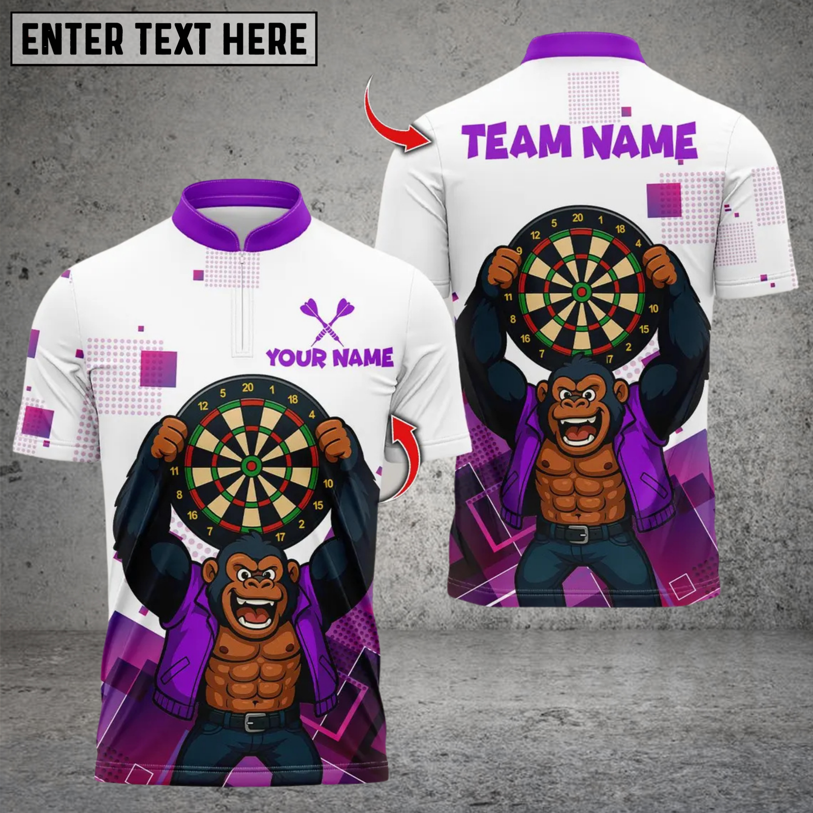 Blisscorners Gorilla Darts Master Multicolor Customized Name, Team Name 3D Shirts