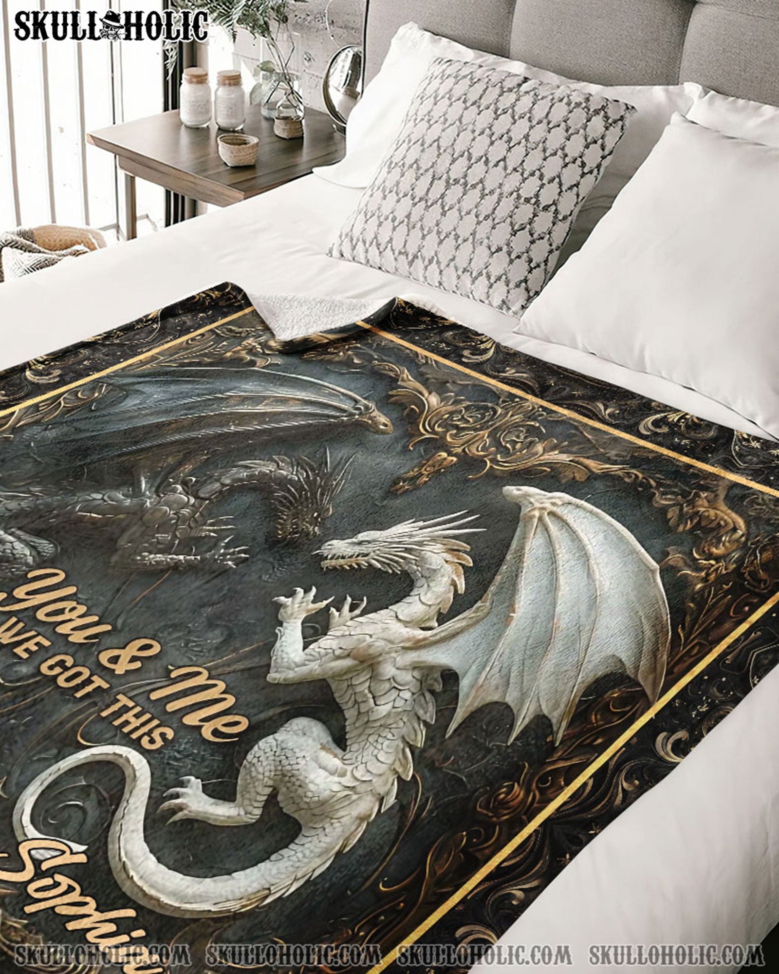 BLISSCORNERS PERSONALIZED YOU & ME WE GOT THIS DRAGON COUPLE FLEECE BLANKET