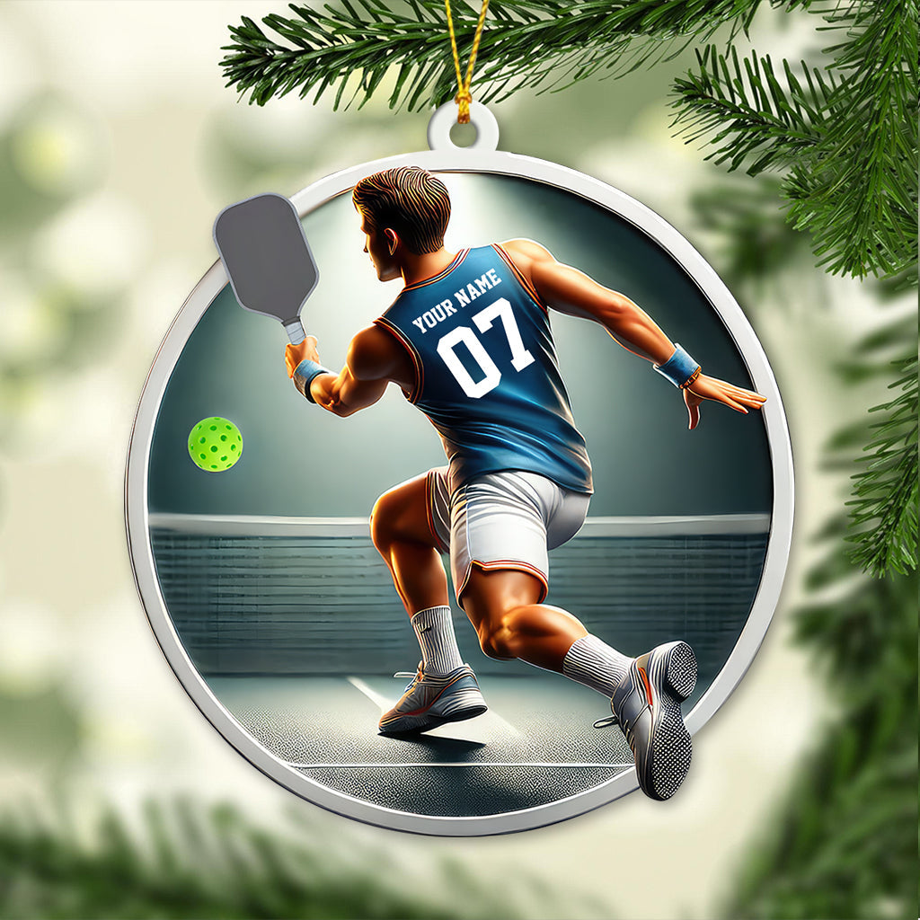 Blisscorners Custom Name and Number Pickleball Ornament, Christmas Gift for Pickleball Lover2D Flat LM2211