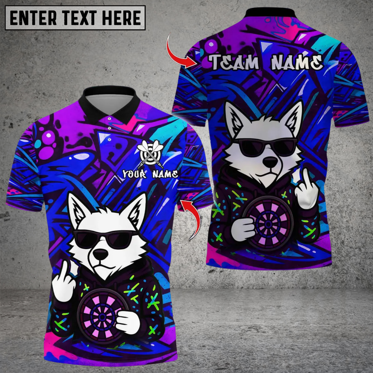 Blisscorners Graffiti Wolf Darts Multicolor Customized Name, Team Name 3D Shirts