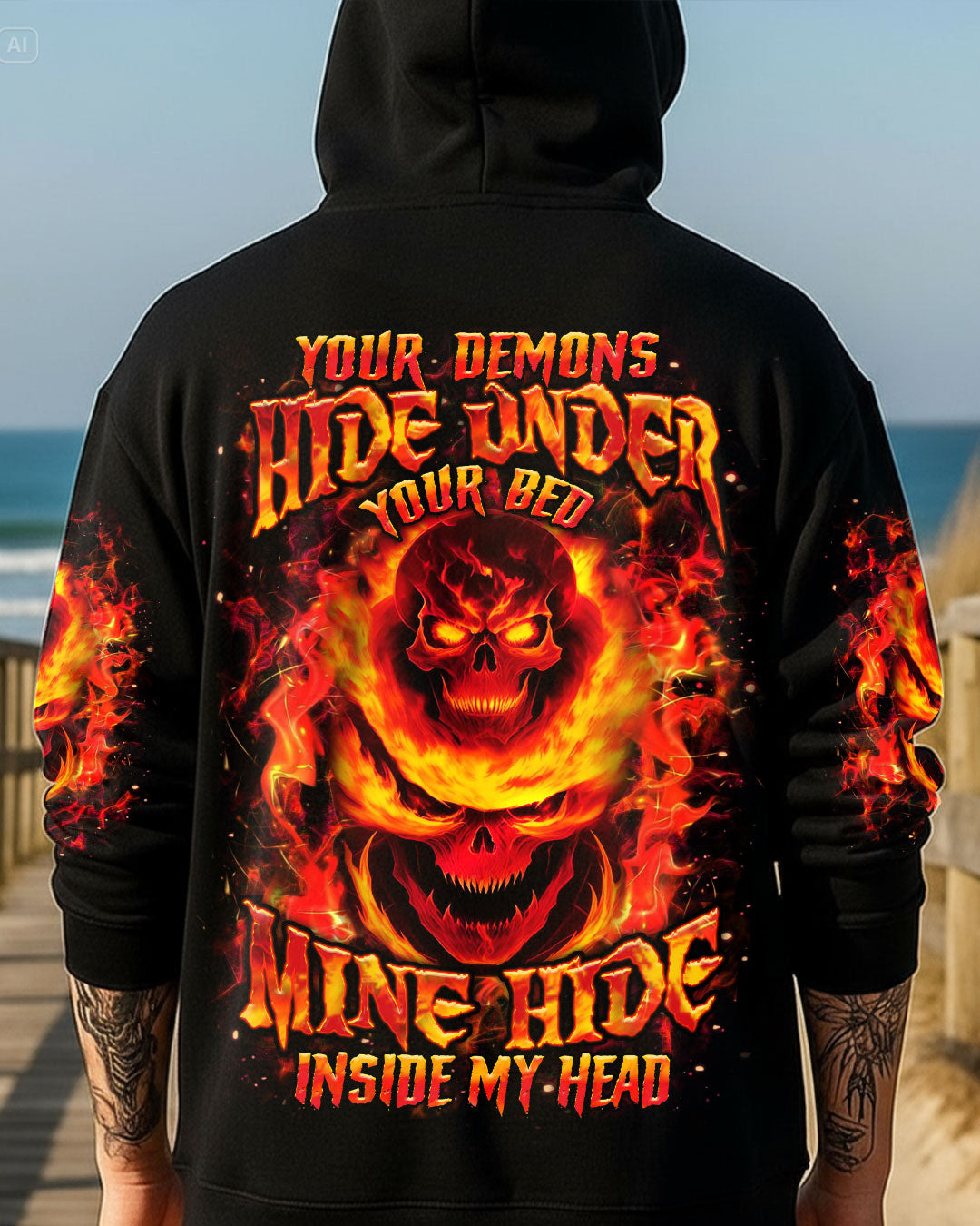 BLISSCORNERS YOUR DEMONS HIDE UNDER YOUR BED SKULL ALL OVER PRINT