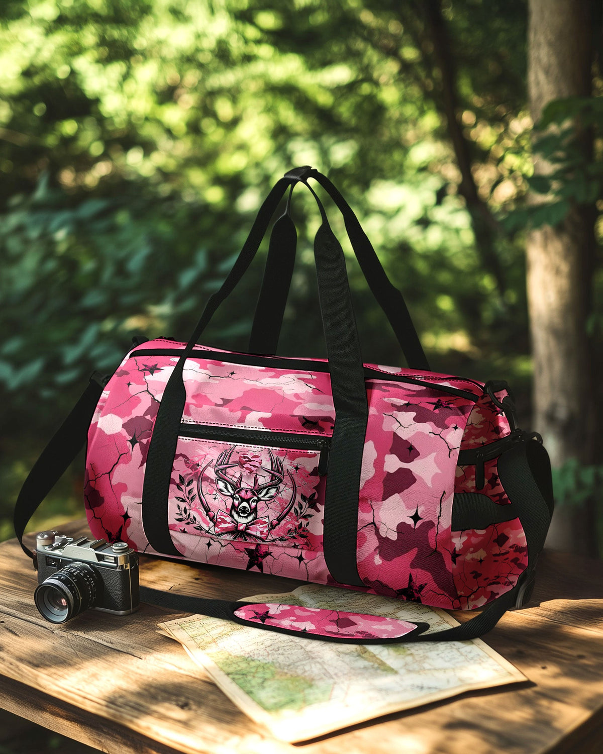 BLISSCORNERS PINK DEER CAMO TRAVELLING BAG