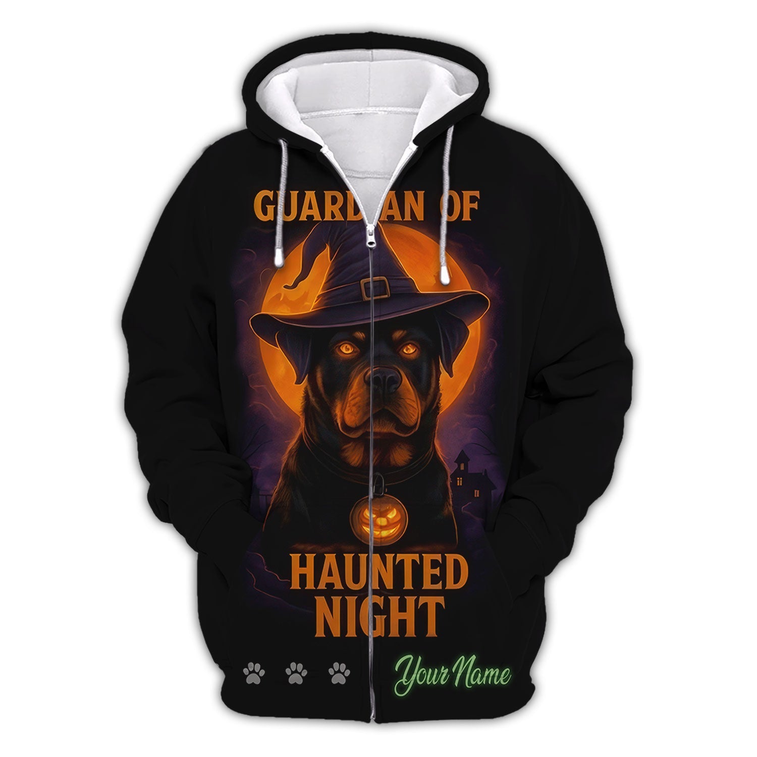 Blisscorners Personalized Rottweiler Halloween T-Shirt - Guardian of Haunted Night