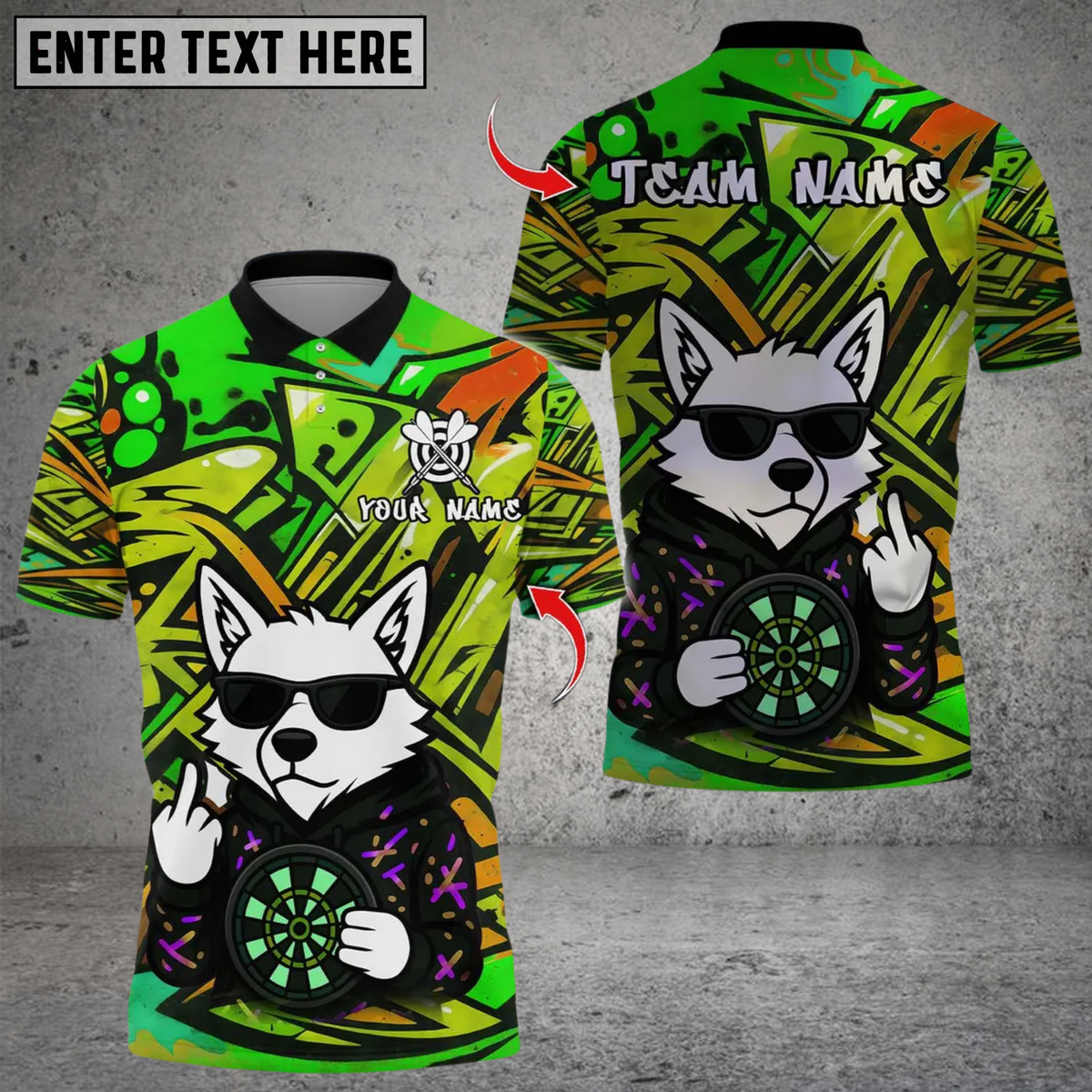 Blisscorners Graffiti Wolf Darts Multicolor Customized Name, Team Name 3D Shirts