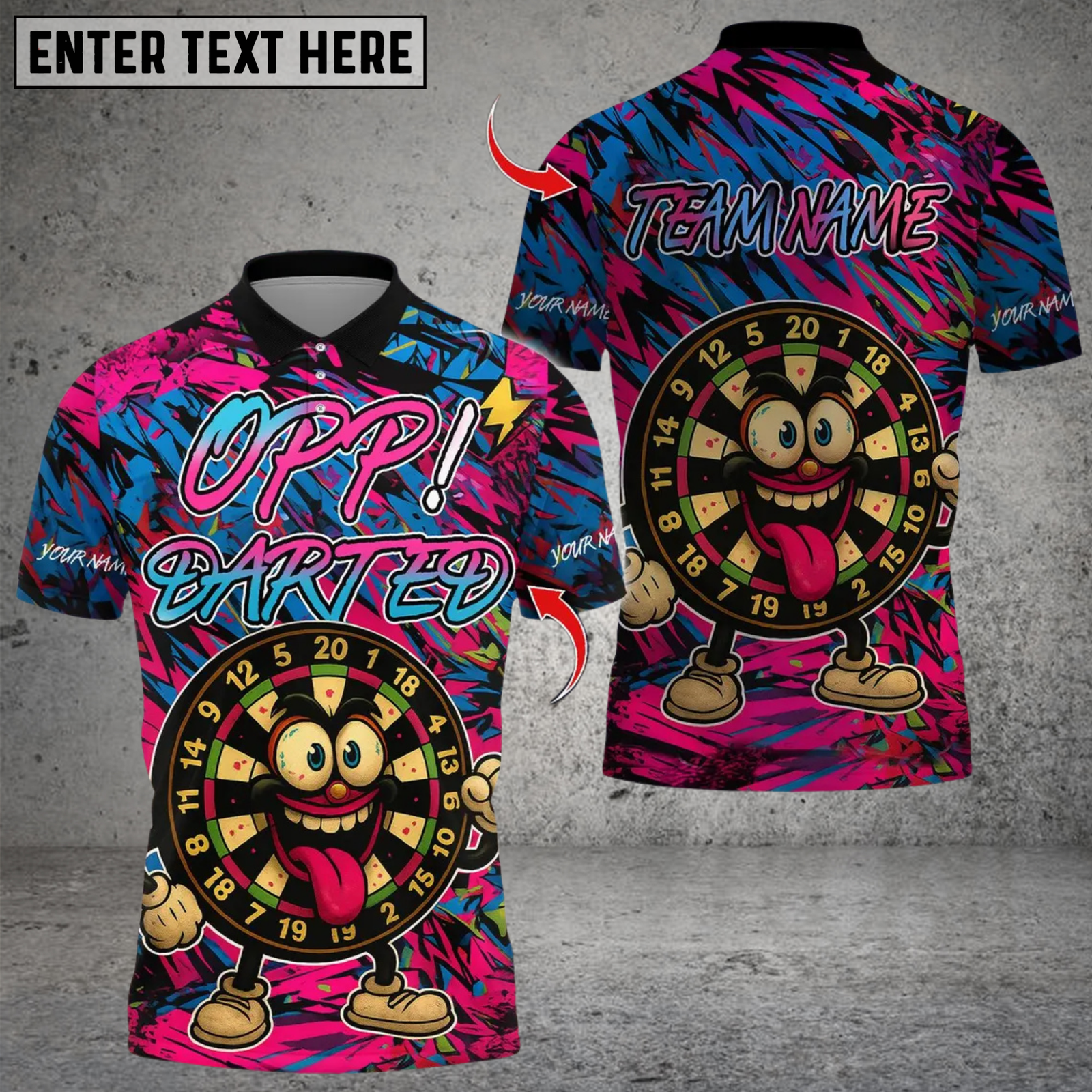 Blisscorners Darts Oop Darted Multicolor Customized Name, Team Name 3D Shirts