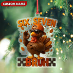Blisscorners Personalized Six Seven Bruh Turkey Christmas Ornament, Custom Name Trend 67 Cool Turkey with Sunglasses, Funny Christmas Tree Decoration