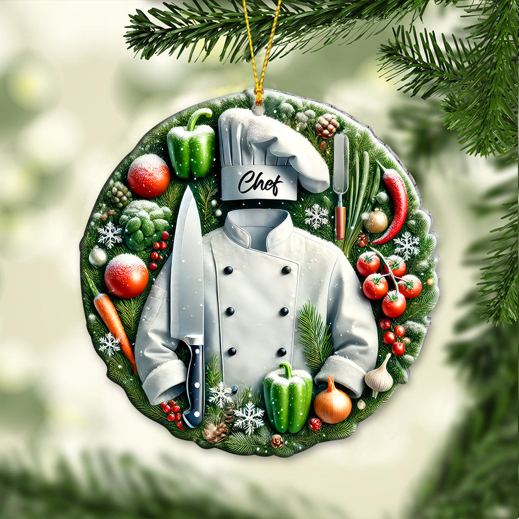 Blisscorners Custom Name Chef Ornament, Christmas Gift for Cooking Lovers2D Flat LM2211
