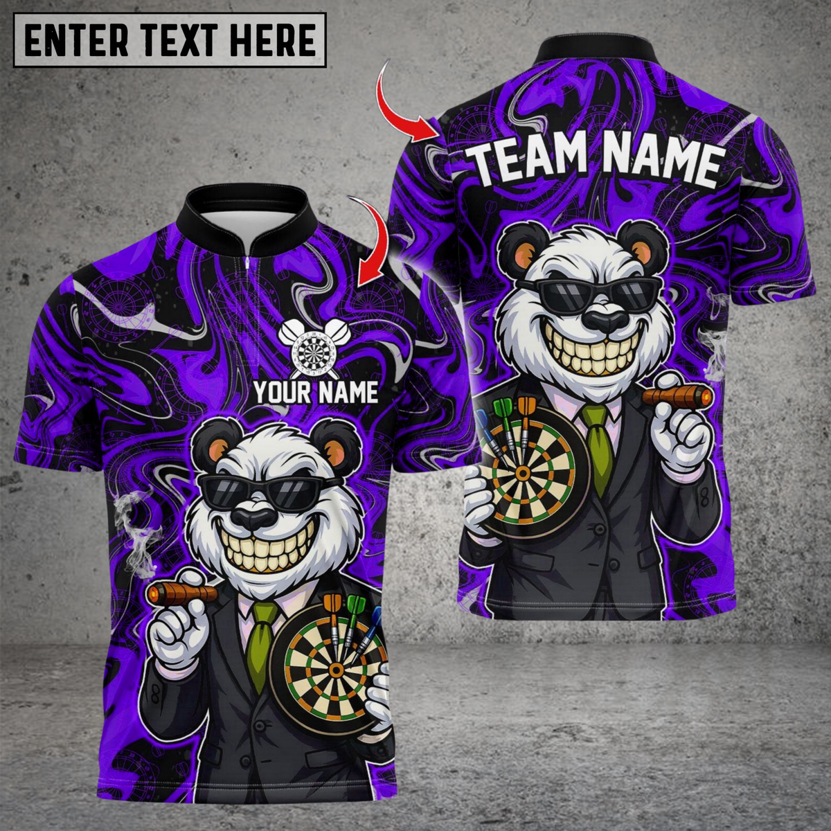 Blisscorners Darts Cool Panda Dartboard Design Multicolor Customized Name, Team Name 3D Shirts