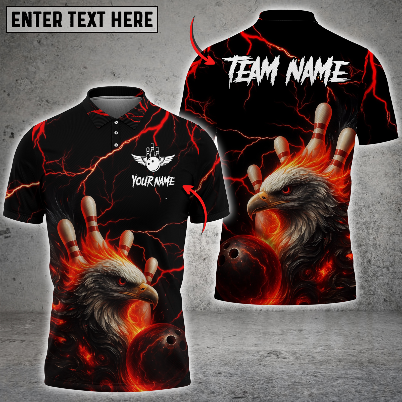 Blisscorners Eagle Power Bowling Multicolor Customized Name, Team Name 3D Shirts