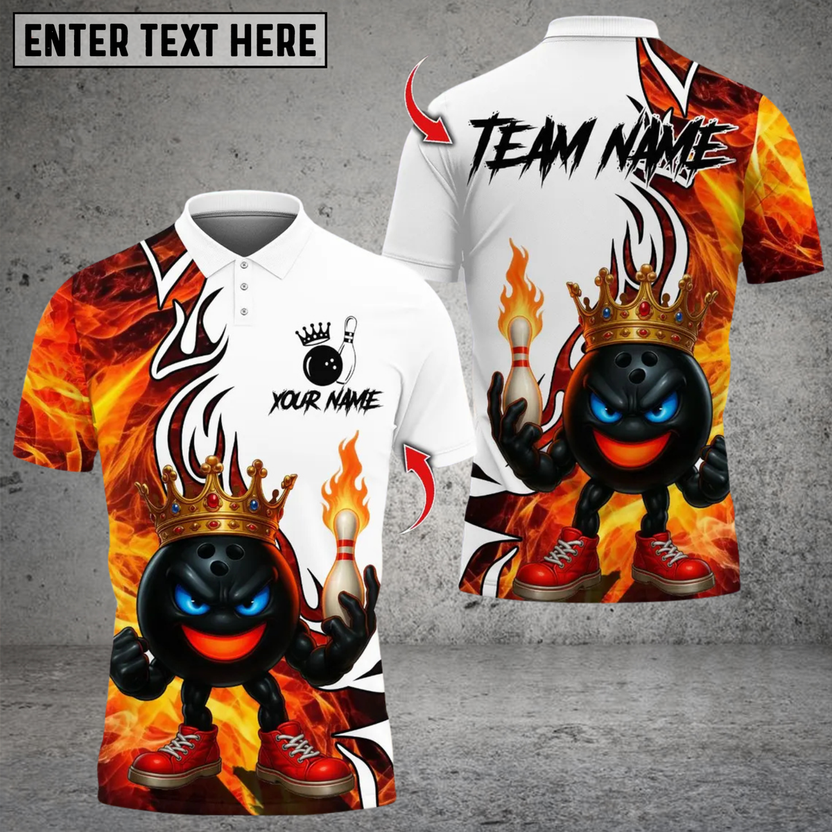 Blisscorners King Flame Bowling Multicolor Customized Name, Team Name 3D Shirts