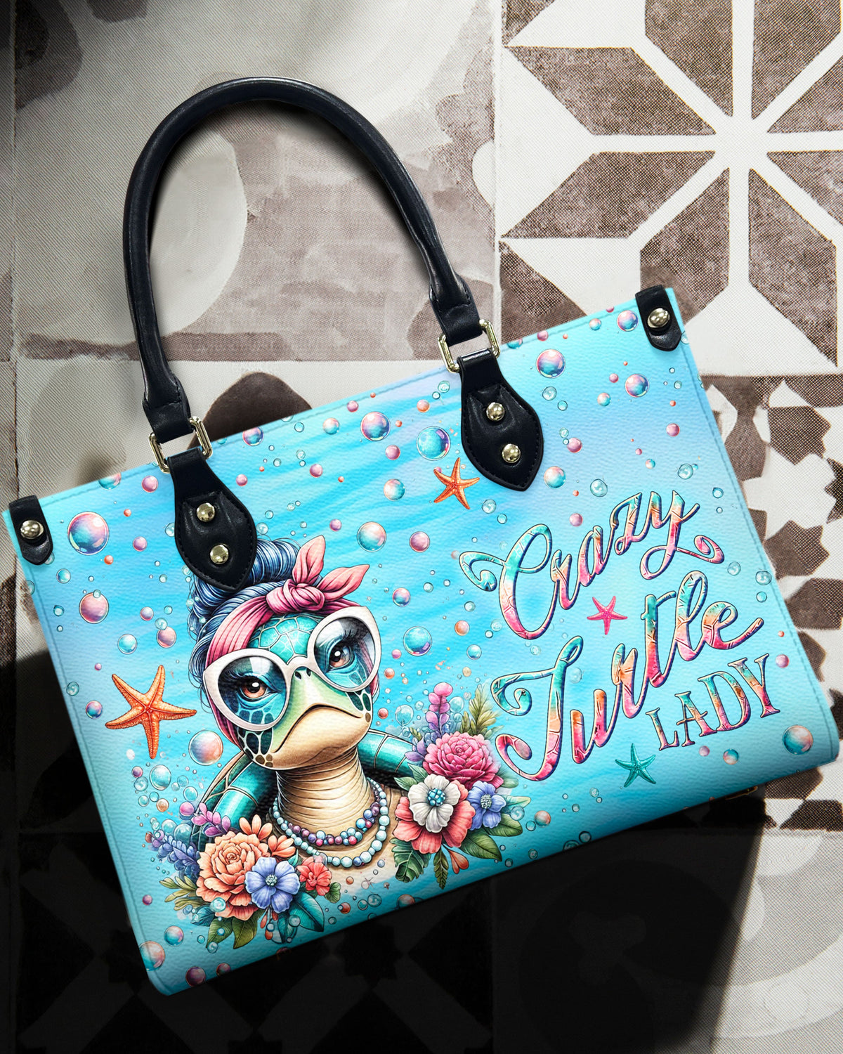 BLISSCORNERS CRAZY TURTLE LADY LEATHER HANDBAG