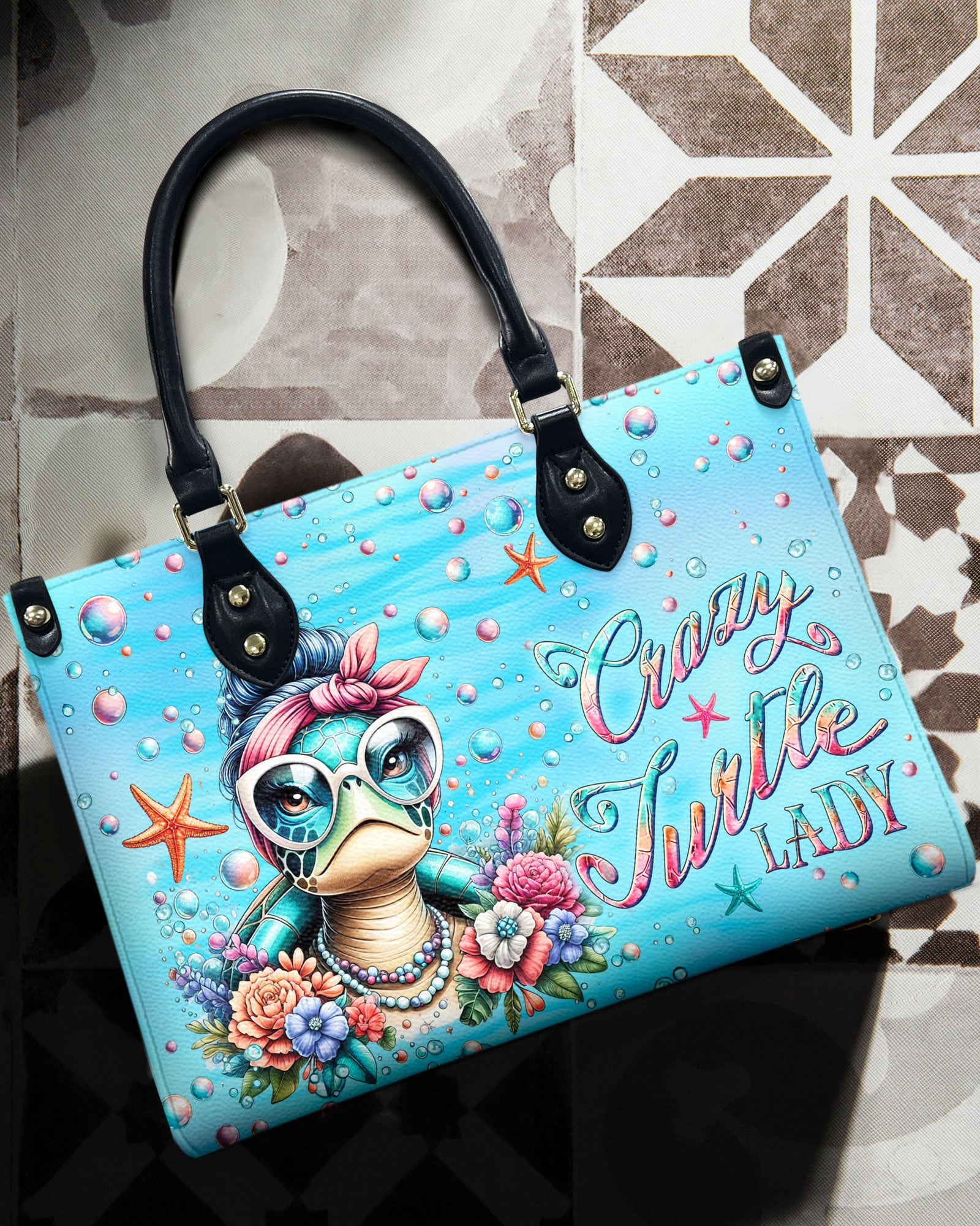 BLISSCORNERS CRAZY TURTLE LADY LEATHER HANDBAG