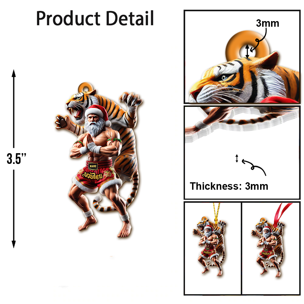Blisscorners Custom Name Muay Thai Ornament, Christmas Gift for Muay Thai Lover2D Flat LM2111