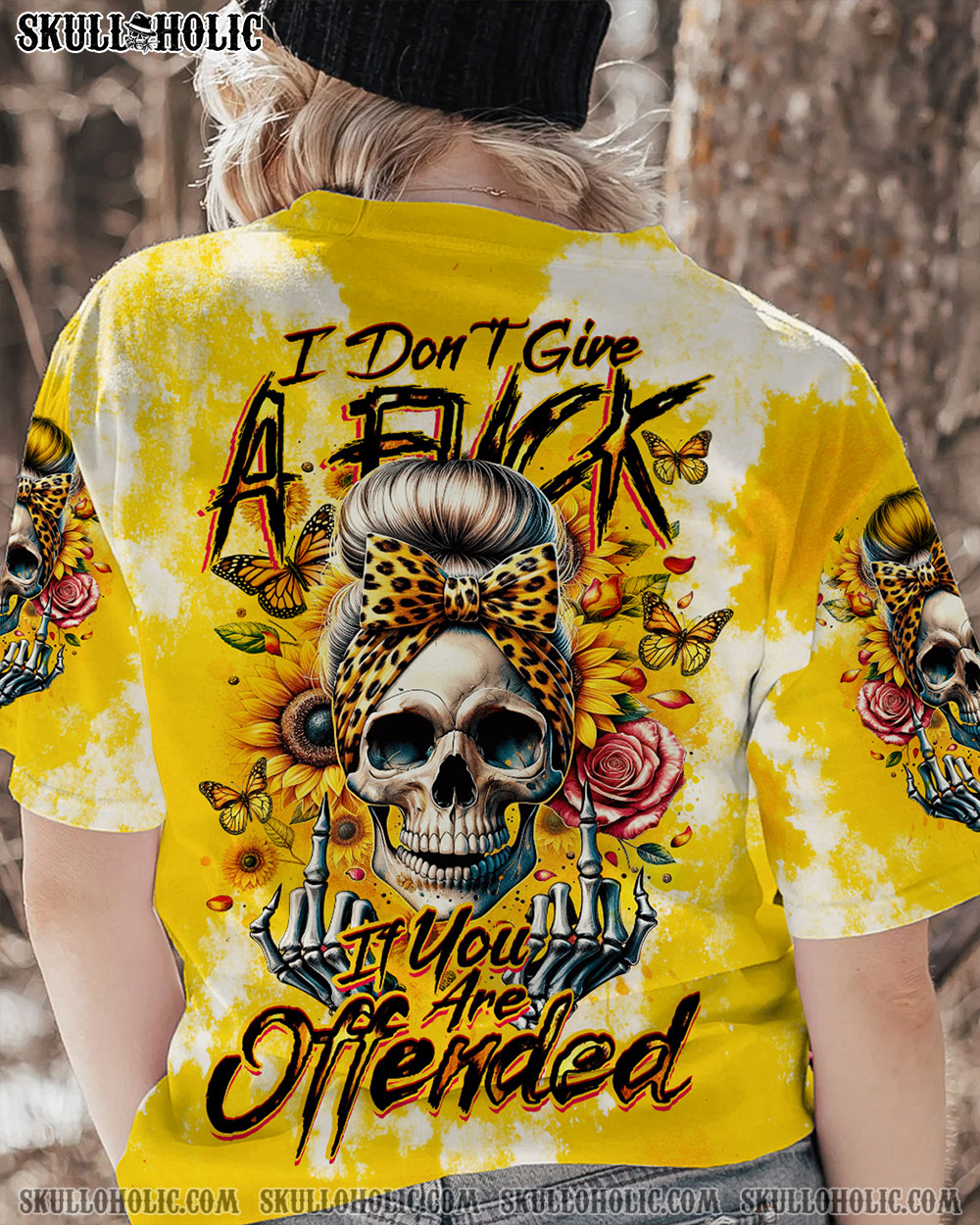 BLISSCORNERS SHE IS SUNSHINE MESSY BUN ALL OVER PRINT