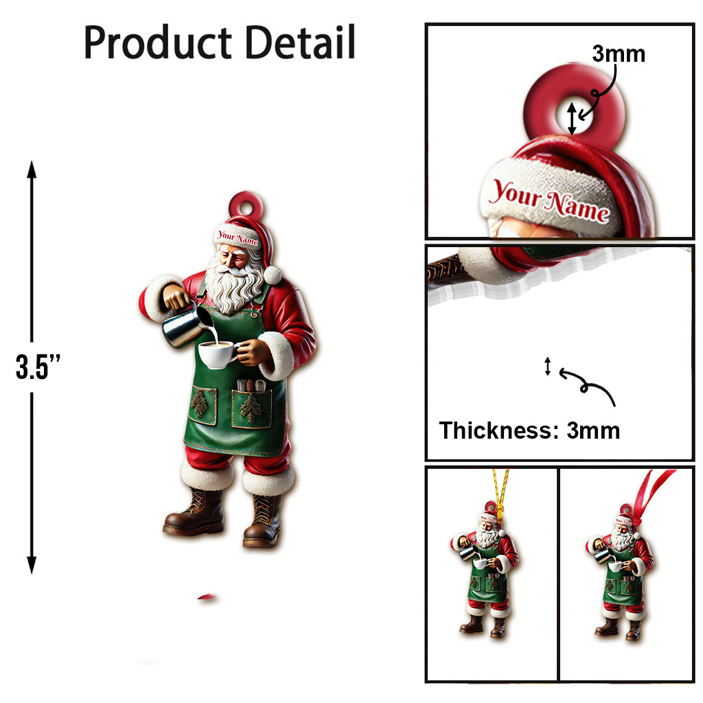 Blisscorners Custom Name Santa Bartender Ornament, Home Decor Christmas Gift2D Flat LM2211