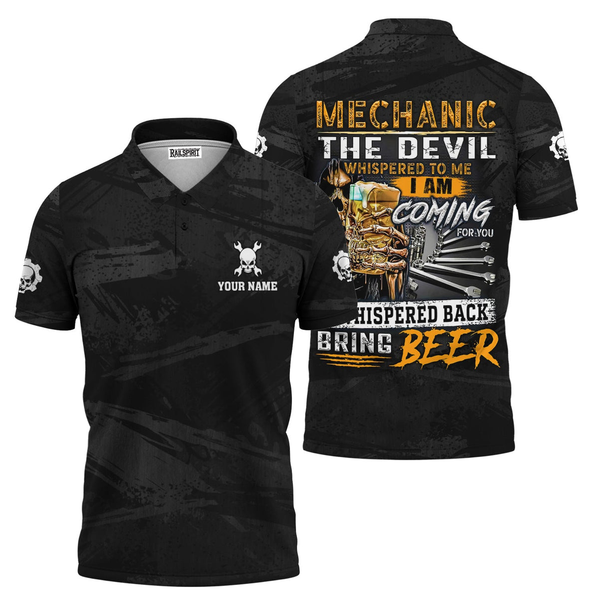 Blisscorners Beer & Mechanic Shirt, The Devil Whispered to Me, I Whispered Back Bring Beer Shirt, Funny Gift for Auto Repair Fans, For Car Lovers