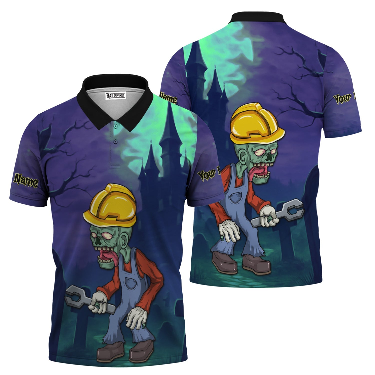 Blisscorners Custom Name Zombie Mechanic T Shirt Haunted House Halloween Shirt For Mechanic