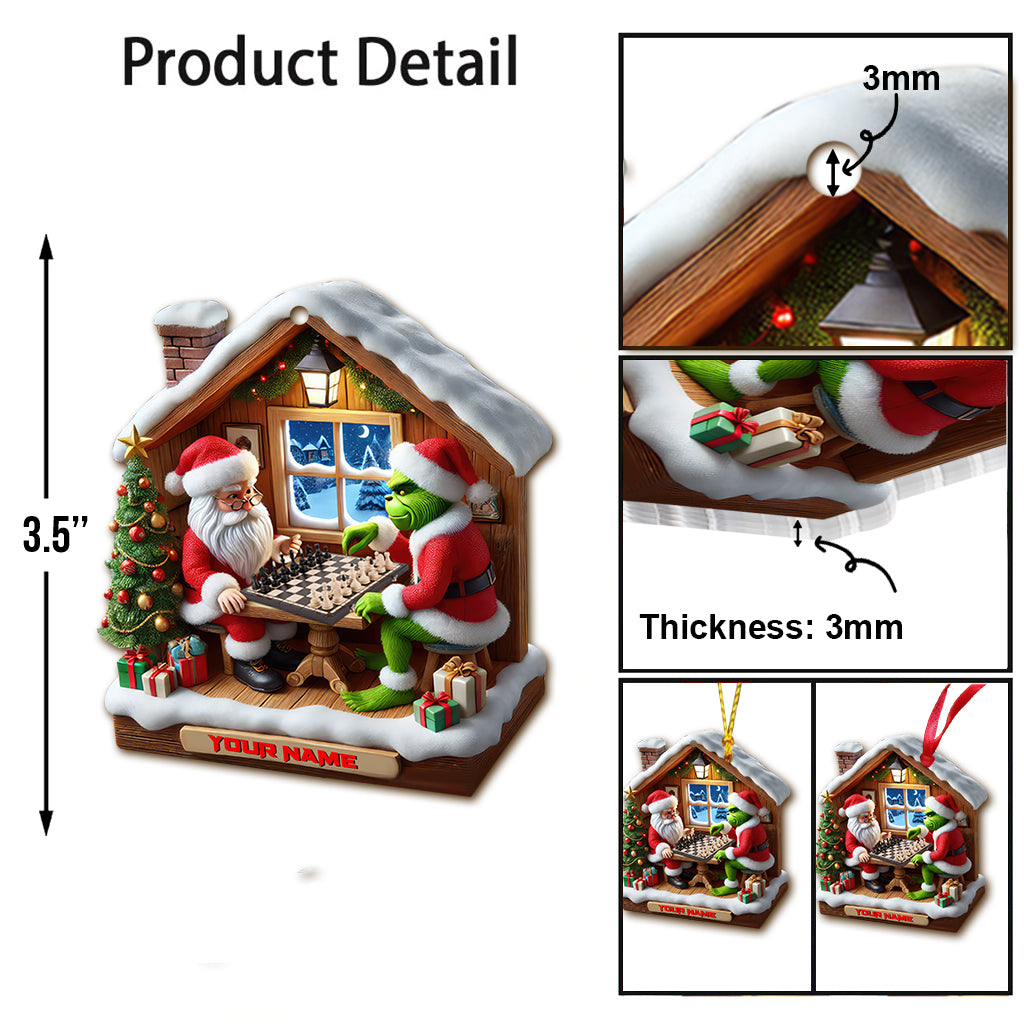 Blisscorners Custom Name Chess Santa Ornament, Chess Lover Christmas Gift2D Flat LM2211