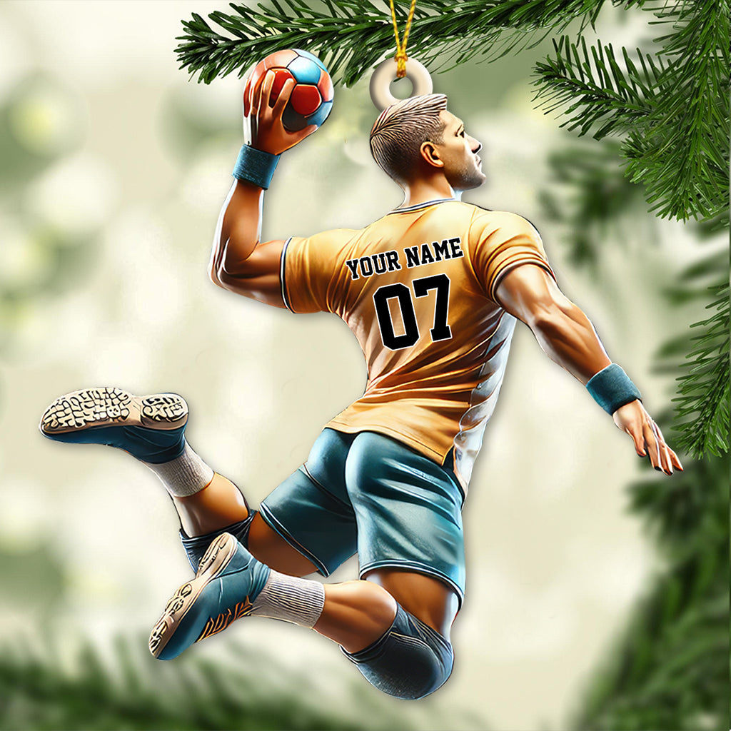 Blisscorners Custom Name and Number Handball Ornament, Christmas Gift for Handball Lover2D Flat LM2211