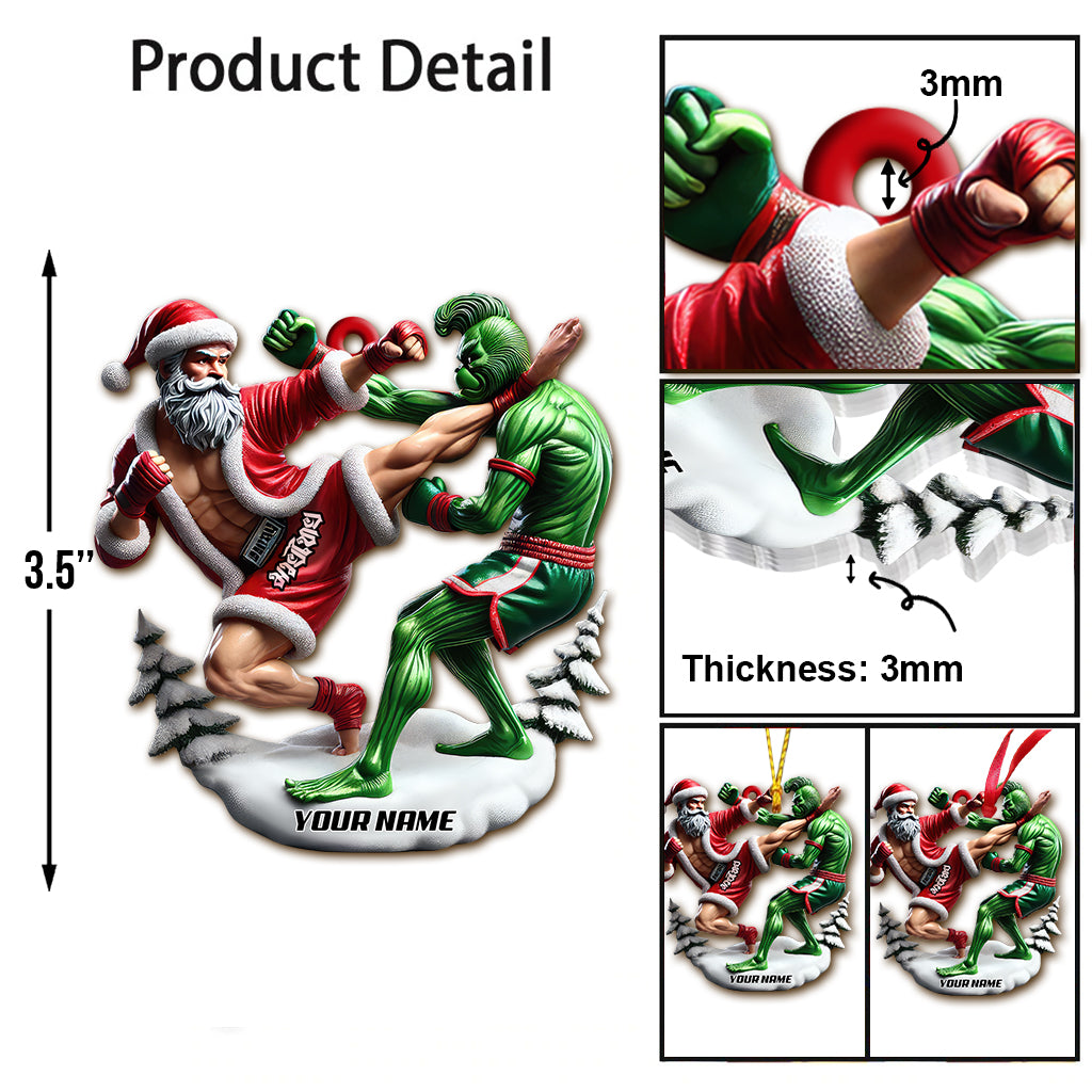 Blisscorners Custom Name Muay Thai Santa Ornament, Christmas Gift for Muay Thai Lover2D Flat LM2211