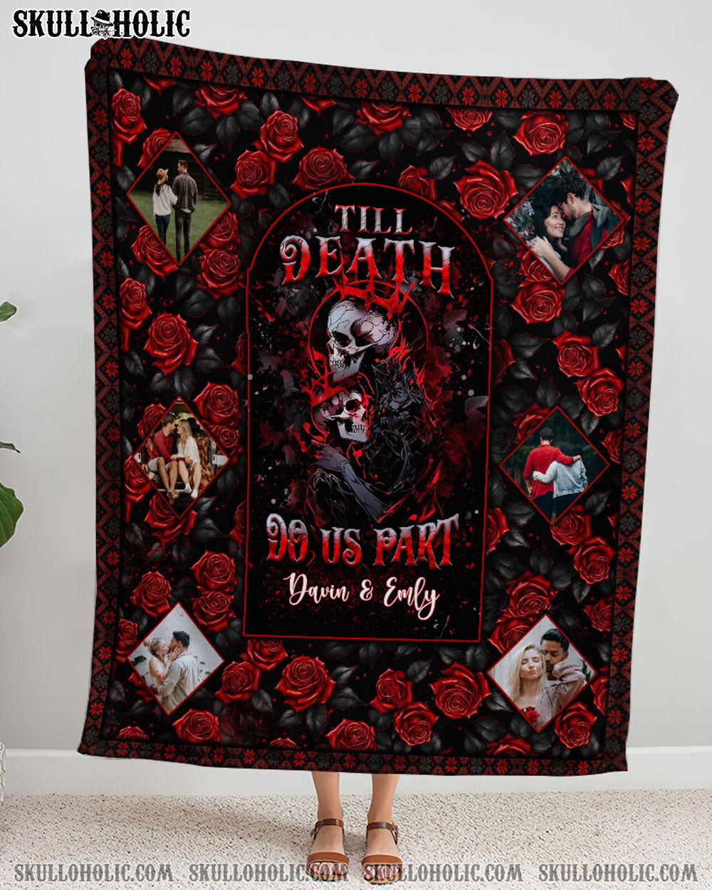 BLISSCORNERS PERSONALIZED TILL DEATH DO US PART COUPLE FLEECE BLANKET