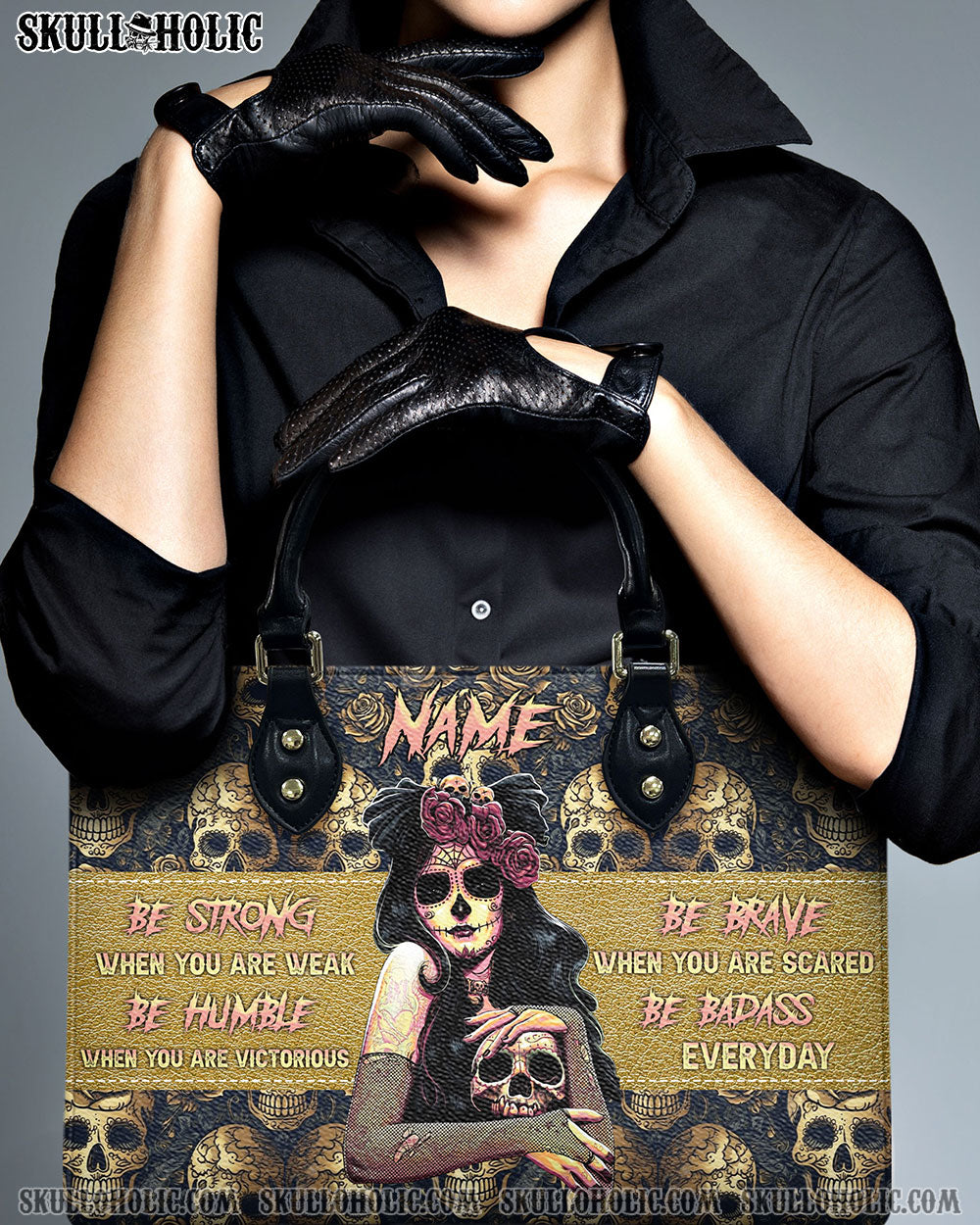 BLISSCORNERS BE STRONG WHEN YOU ARE WEAK LEATHER HANDBAG