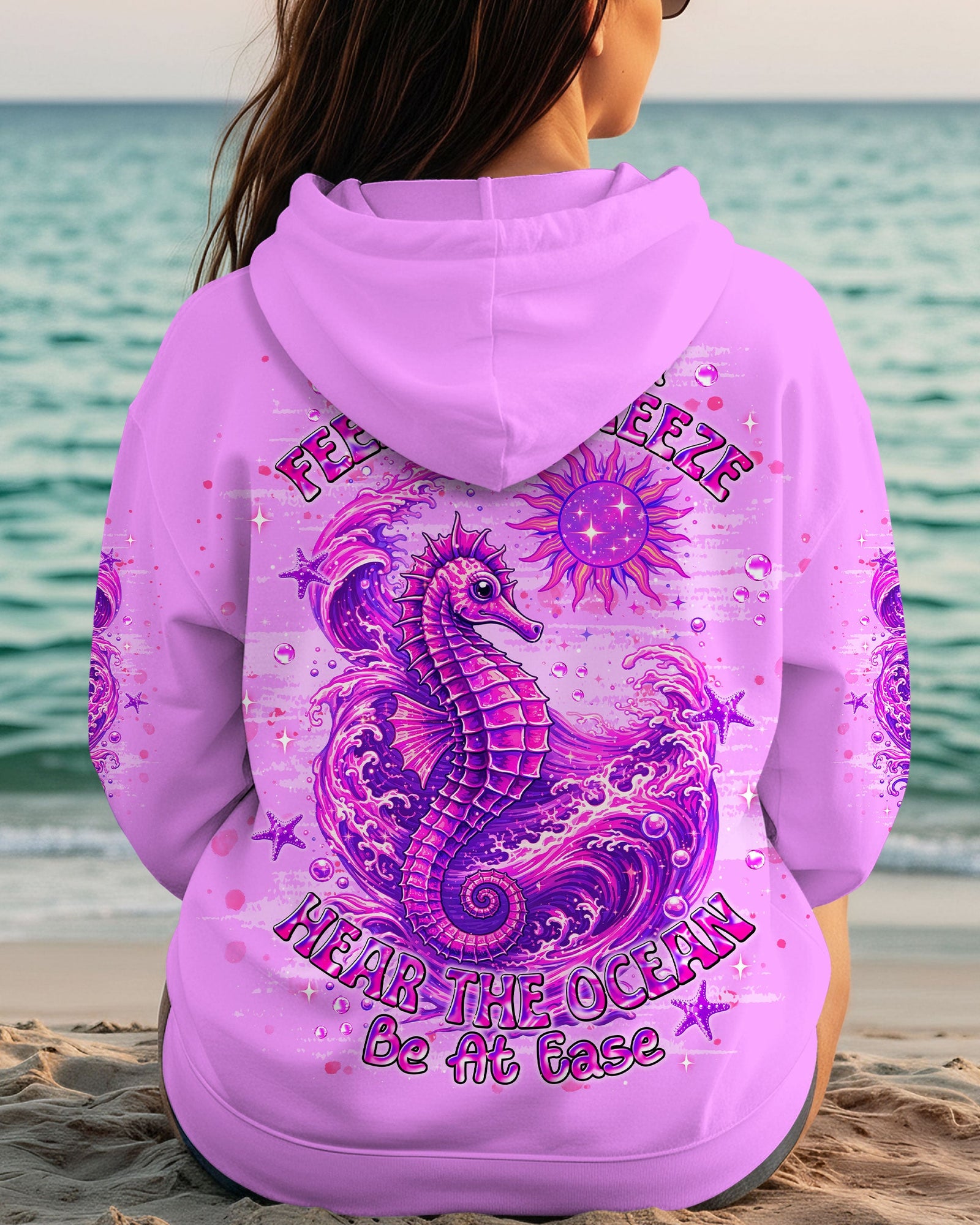 BLISSCORNERS SMELL THE SEA FEEL THE BREEZE SEA HORSE ALL OVER PRINT