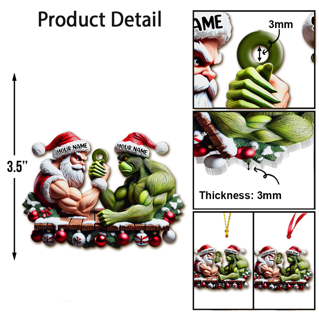 Blisscorners Custom Name Santa and Stink Ornament, Santa and Stink Christmas Gift2D Flat LM2111