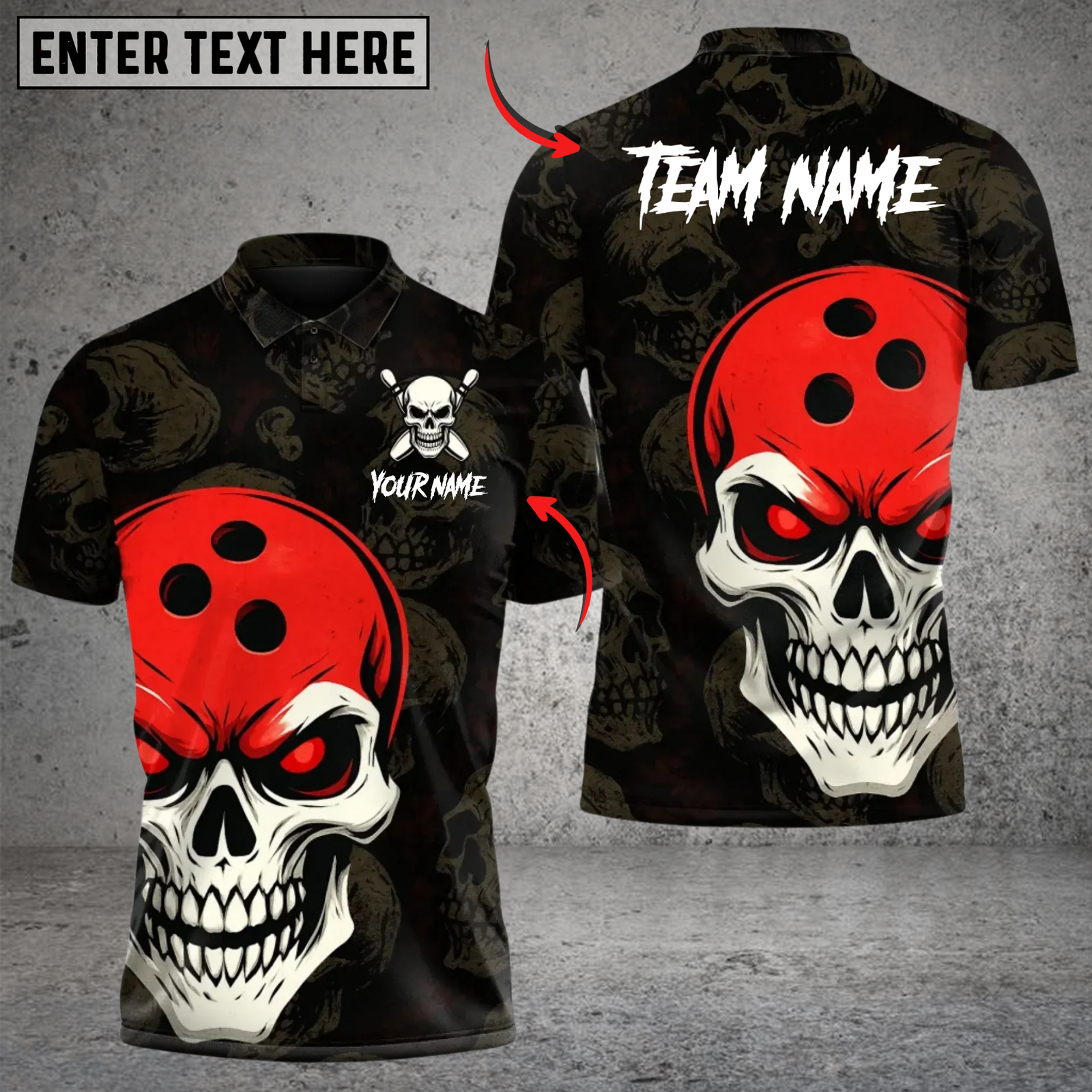 Blisscorners Bowling Skull Ball Multicolor Customized Name, Team Name 3D Shirts