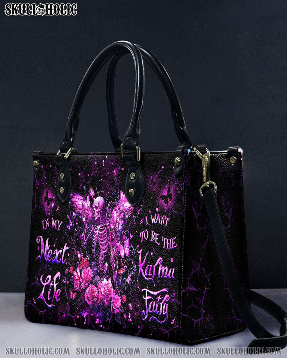 BLISSCORNERS KARMA FAIRY SKULL SKELETON ROSE LEATHER HANDBAG