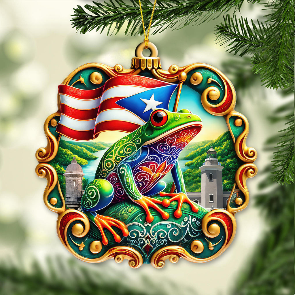 Blisscorners Custom Name Puerto Rico Ornament, Christmas Gift for Puerto Rico Lover2D Flat LM2211