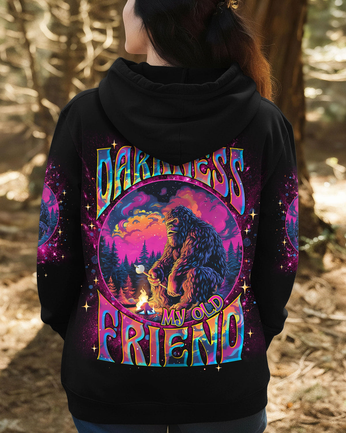 BLISSCORNERS HELLO DARKNESS MY OLD FRIEND BIGFOOT ALL OVER PRINT