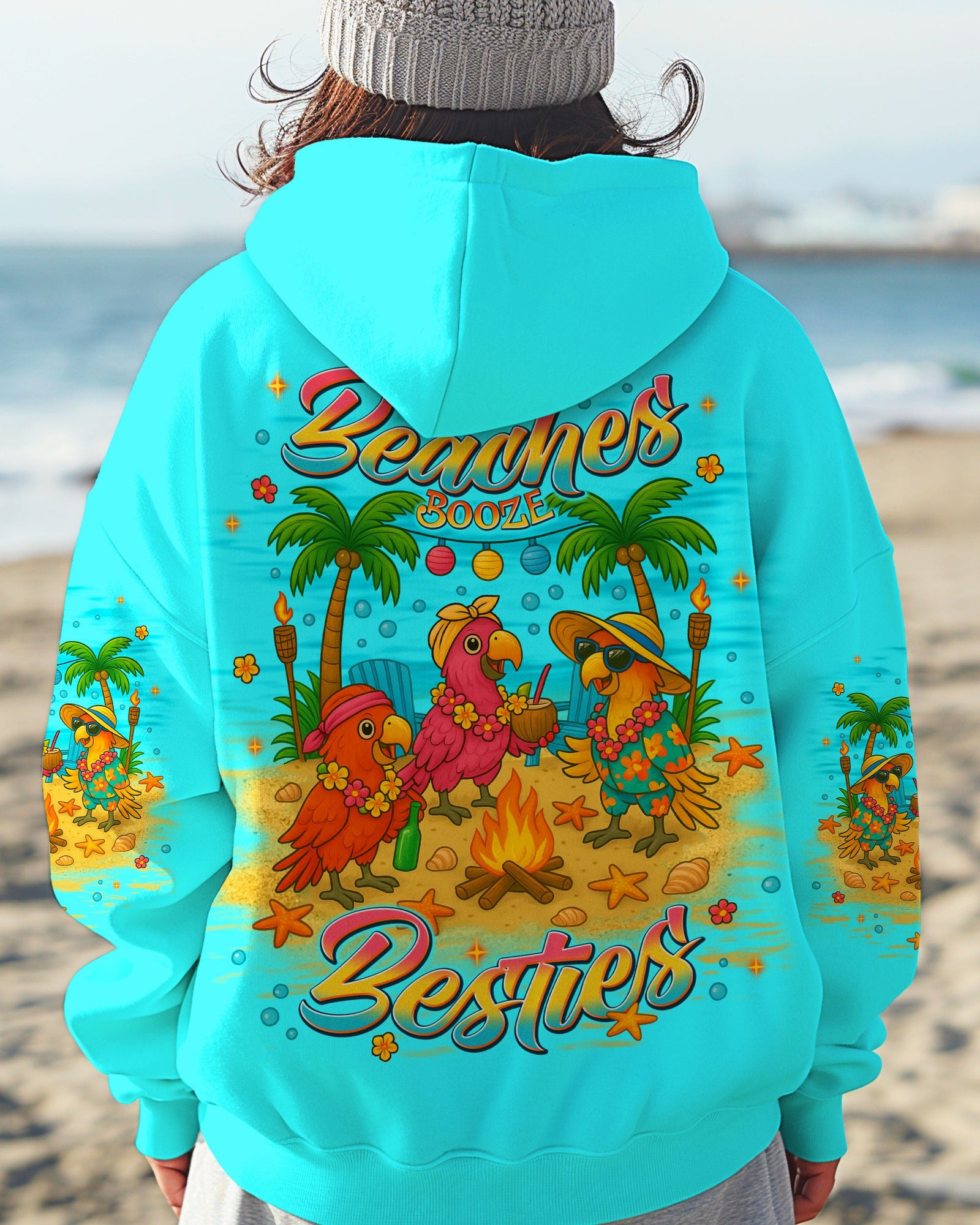 BLISSCORNERS BEACHES BOOZE BESTIES PARROT ALL OVER PRINT