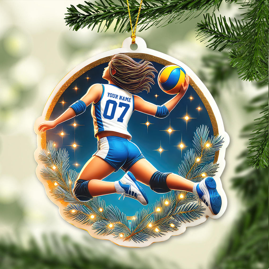 Blisscorners Custom Name and Number Volleyball Ornament, Christmas Gift for Volleyball Lover2D Flat LM2211